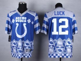Wholesale Cheap Nike Colts #12 Andrew Luck Royal Blue Men\'s Stitched NFL Elite Noble Fashion Jersey