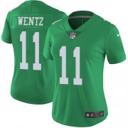 Wholesale Cheap Nike Eagles #11 Carson Wentz Green Women's Stitched NFL Limited Rush Jersey