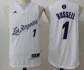Wholesale Cheap Men\'s Los Angeles Lakers #1 D\'Angelo Russell adidas White 2016 Christmas Day Stitched NBA Swingman Jersey