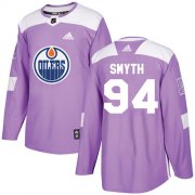 Wholesale Cheap Adidas Oilers #94 Ryan Smyth Purple Authentic Fights Cancer Stitched NHL Jersey