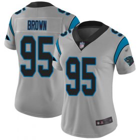 Wholesale Cheap Nike Panthers #95 Derrick Brown Silver Women\'s Stitched NFL Limited Inverted Legend Jersey