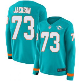 Wholesale Cheap Nike Dolphins #73 Austin Jackson Aqua Green Team Color Women\'s Stitched NFL Limited Therma Long Sleeve Jersey