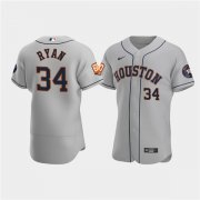 Wholesale Cheap Men's Houston Astros #34 Nolan Ryan Gray 60th Anniversary Flex Base Stitched Baseball Jersey