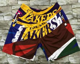 Wholesale Cheap Men\'s Los Angeles Lakers Multi Color Hardwood Classics Soul Swingman Throwback Printed NBA Shorts