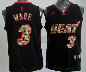 Wholesale Cheap Miami Heat #3 Dwyane Wade Black Camo Fashion Jersey