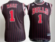Cheap Chicago Bulls #1 Derrick Rose Black Pinstripe Kids Jersey