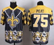 Wholesale Cheap Nike Saints #75 Andrus Peat Black Men's Stitched NFL Elite Noble Fashion Jersey