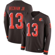 Wholesale Cheap Nike Browns #13 Odell Beckham Jr Brown Team Color Men's Stitched NFL Limited Therma Long Sleeve Jersey