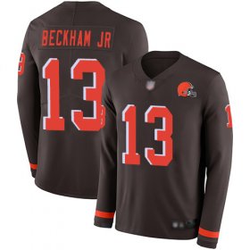 Wholesale Cheap Nike Browns #13 Odell Beckham Jr Brown Team Color Men\'s Stitched NFL Limited Therma Long Sleeve Jersey