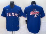 Men's Texas Rangers Royal 2023 World Series Champions Big Logo Cool Base Stitched Baseball Jersey