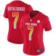 Wholesale Cheap Nike Steelers #7 Ben Roethlisberger Red Women's Stitched NFL Limited AFC 2018 Pro Bowl Jersey