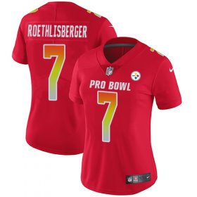 Wholesale Cheap Nike Steelers #7 Ben Roethlisberger Red Women\'s Stitched NFL Limited AFC 2018 Pro Bowl Jersey