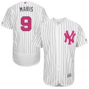 Wholesale Cheap Yankees #9 Roger Maris White Strip Flexbase Authentic Collection Mother's Day Stitched MLB Jersey