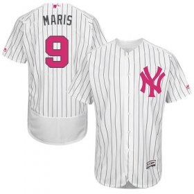 Wholesale Cheap Yankees #9 Roger Maris White Strip Flexbase Authentic Collection Mother\'s Day Stitched MLB Jersey