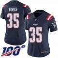 Wholesale Cheap Nike Patriots #35 Kyle Dugger Navy Blue Women's Stitched NFL Limited Rush 100th Season Jersey