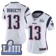 Wholesale Cheap Nike Patriots #13 Phillip Dorsett White Super Bowl LIII Bound Women's Stitched NFL Vapor Untouchable Limited Jersey