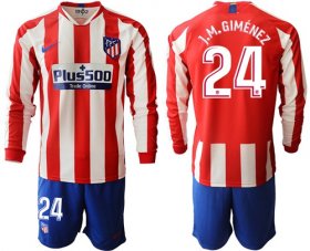 Wholesale Cheap Atletico Madrid #24 J.M.Gimenez Home Long Sleeves Soccer Club Jersey