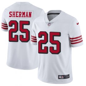 Wholesale Cheap Nike 49ers #25 Richard Sherman White Rush Men\'s Stitched NFL Vapor Untouchable Limited Jersey
