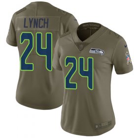Wholesale Cheap Nike Seahawks #24 Marshawn Lynch Olive Women\'s Stitched NFL Limited 2017 Salute to Service Jersey
