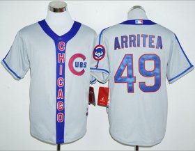 Wholesale Cheap Cubs #49 Jake Arrieta Grey Cooperstown Stitched MLB Jersey