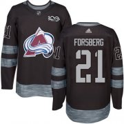 Wholesale Cheap Adidas Avalanche #21 Peter Forsberg Black 1917-2017 100th Anniversary Stitched NHL Jersey