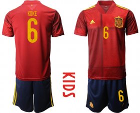 Wholesale Cheap Youth 2021 European Cup Spain home red 6 Soccer Jersey