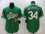 Wholesale Cheap Men's Los Angeles Dodgers #34 Fernando Valenzuela Green With Los 2021 Mexican Heritage Stitched Baseball Jersey