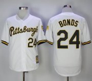 Wholesale Cheap Mitchell And Ness 1990-1997 Pirates #24 Barry Bonds White Throwback Stitched MLB Jersey