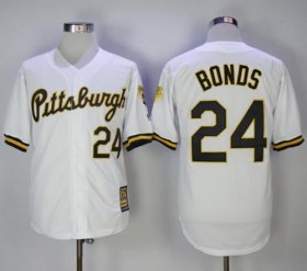 Wholesale Cheap Mitchell And Ness 1990-1997 Pirates #24 Barry Bonds White Throwback Stitched MLB Jersey