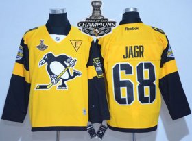 Wholesale Cheap Penguins #68 Jaromir Jagr Gold 2017 Stadium Series Stanley Cup Finals Champions Stitched NHL Jersey