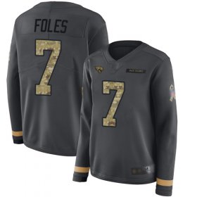 Wholesale Cheap Nike Jaguars #7 Nick Foles Anthracite Salute to Service Women\'s Stitched NFL Limited Therma Long Sleeve Jersey