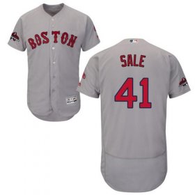 Wholesale Cheap Red Sox #41 Chris Sale Grey Flexbase Authentic Collection 2018 World Series Stitched MLB Jersey