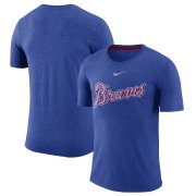 Wholesale Cheap Atlanta Braves Nike Wordmark Tri-Blend T-Shirt Royal
