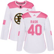 Wholesale Cheap Adidas Bruins #40 Tuukka Rask White/Pink Authentic Fashion Women's Stitched NHL Jersey