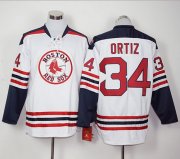 Wholesale Cheap Red Sox #34 David Ortiz White Long Sleeve Stitched MLB Jersey