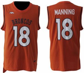 Wholesale Cheap Nike Broncos #18 Peyton Manning Orange Team Color Men\'s Stitched NFL Limited Tank Top Jersey