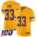 Wholesale Cheap Nike Vikings #33 Dalvin Cook Gold Men's Stitched NFL Limited Inverted Legend 100th Season Jersey