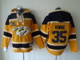 Wholesale Cheap Predators #35 Pekka Rinne Yellow Sawyer Hooded Sweatshirt Stitched NHL Jersey