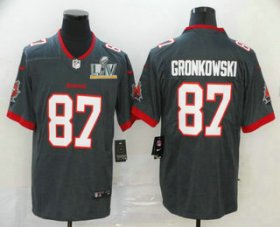 Wholesale Cheap Men\'s Tampa Bay Buccaneers #87 Rob Gronkowski Grey 2021 Super Bowl LV Stitched Vapor Untouchable Stitched Nike Limited NFL Jersey