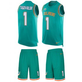 Wholesale Cheap Nike Dolphins #1 Tua Tagovailoa Aqua Green Team Color Men\'s Stitched NFL Limited Tank Top Suit Jersey