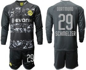 Wholesale Cheap Dortmund #29 Schmelzer Away Long Sleeves Soccer Club Jersey