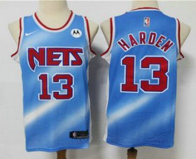 Wholesale Cheap Men\'s Brooklyn Nets #13 James Harden Blue Nike 2020-21 Hardwood Classics Stitched NBA Jersey With The NEW Sponsor Logo