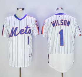 Wholesale Cheap Mets #1 Mookie Wilson White(Blue Strip) Flexbase Authentic Collection Alternate Stitched MLB Jersey
