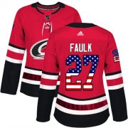 Wholesale Cheap Adidas Hurricanes #27 Justin Faulk Red Home Authentic USA Flag Women's Stitched NHL Jersey