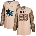 Wholesale Cheap Adidas Sharks #28 Timo Meier Camo Authentic 2017 Veterans Day Stitched Youth NHL Jersey