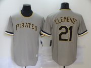 Wholesale Cheap Men's Pittsburgh Pirates #21 Roberto Clemente Grey Pullover Cooperstown Collection Stitched MLB Nike Jersey