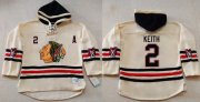 Wholesale Cheap Blackhawks #2 Duncan Keith Cream Heavyweight Pullover Hoodie Stitched NHL Jersey