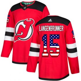 Wholesale Cheap Adidas Devils #15 Jamie Langenbrunner Red Home Authentic USA Flag Stitched NHL Jersey