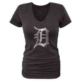 Wholesale Cheap Women\'s Detroit Tigers Fanatics Apparel Platinum Collection V-Neck Tri-Blend T-Shirt Black