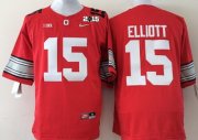 Wholesale Cheap Ohio State Buckeyes #15 Ezekiel Elliott 2015 Playoff Rose Bowl Special Event Diamond Quest Red 2015 BCS Patch Jersey